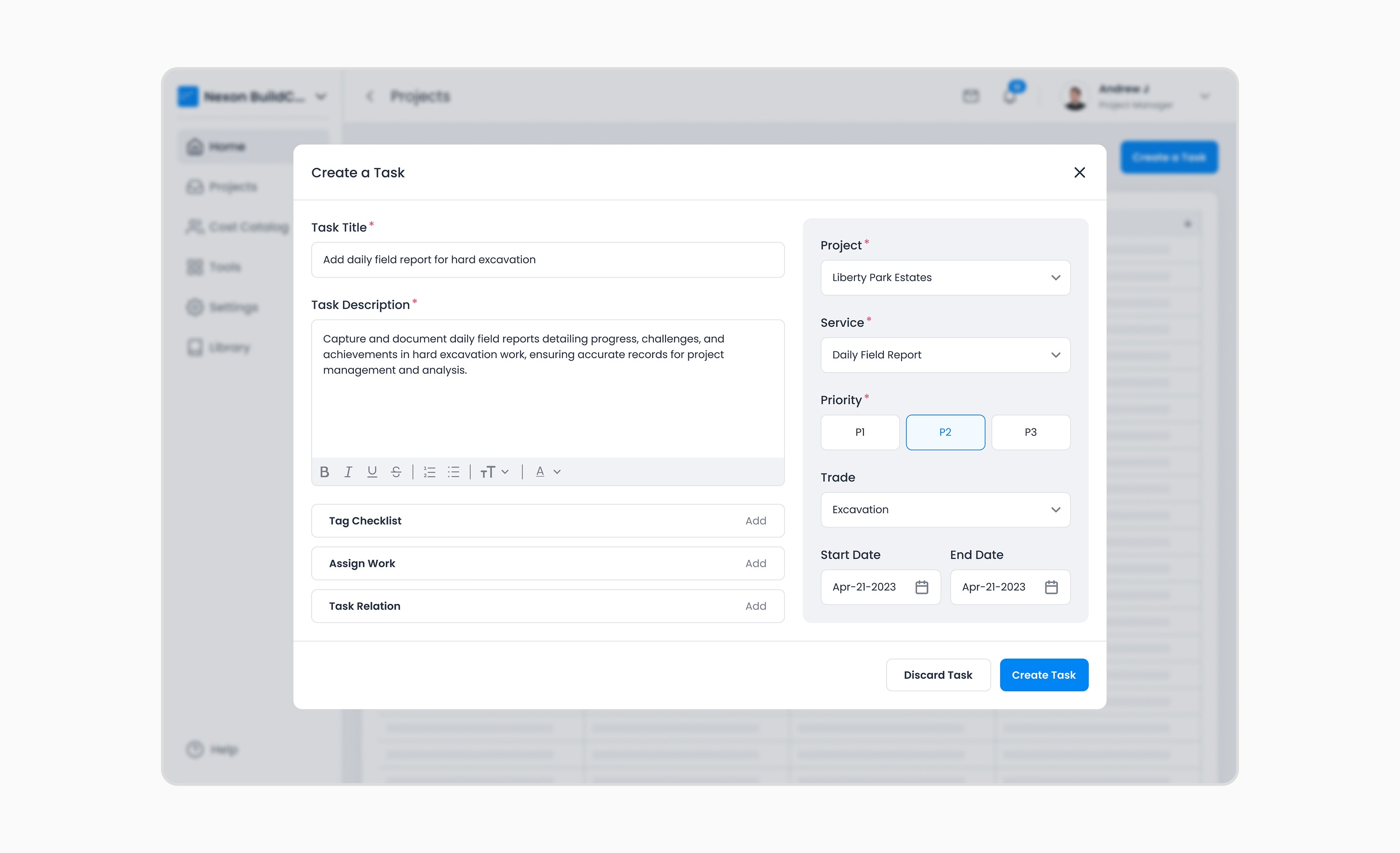 Task creation flow