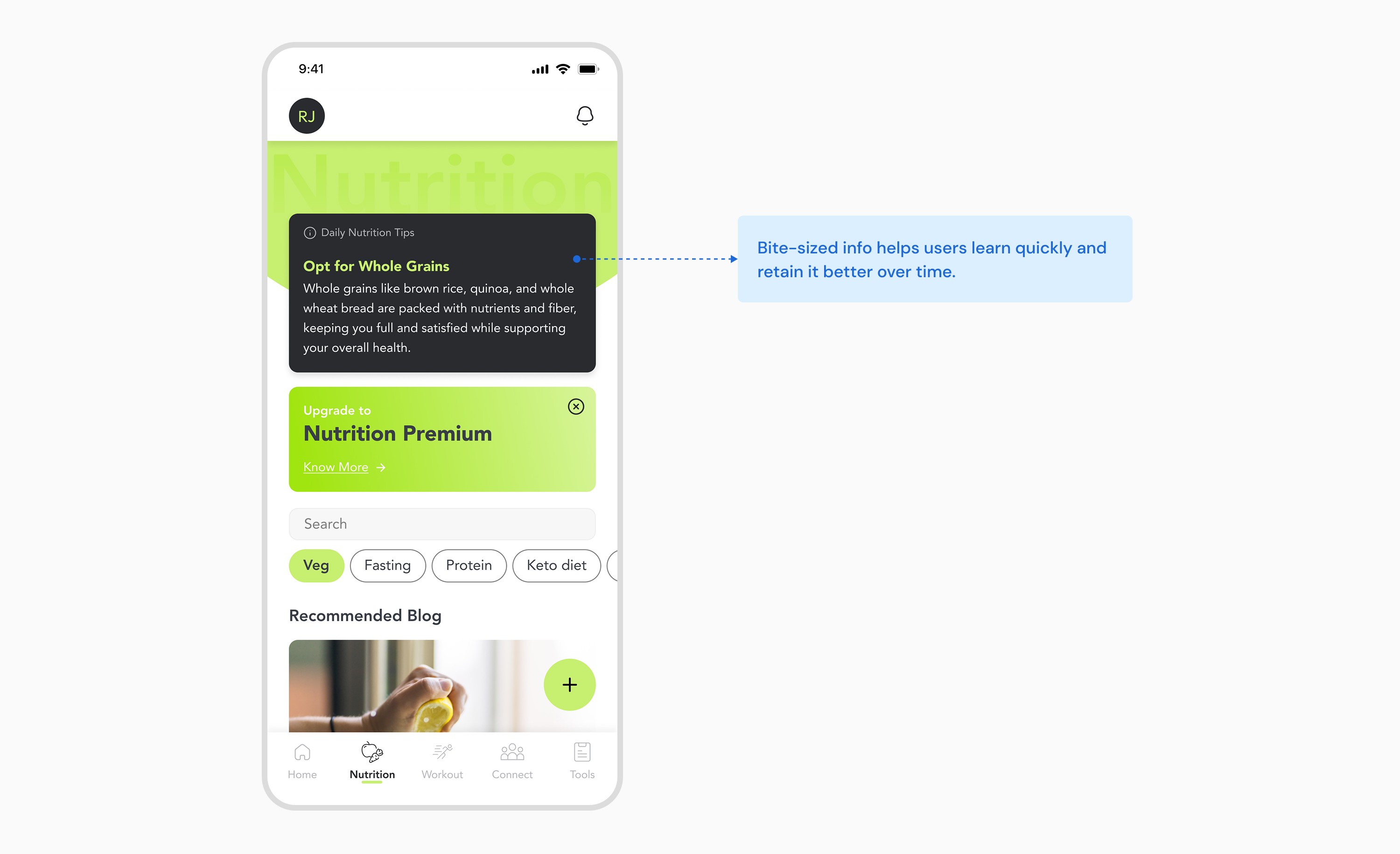 Annotated nutrition page